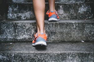 Sports shoes on stairs