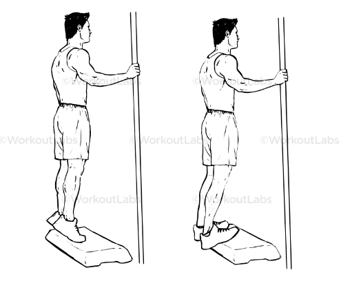 calf strengthening exercise over a step diagram