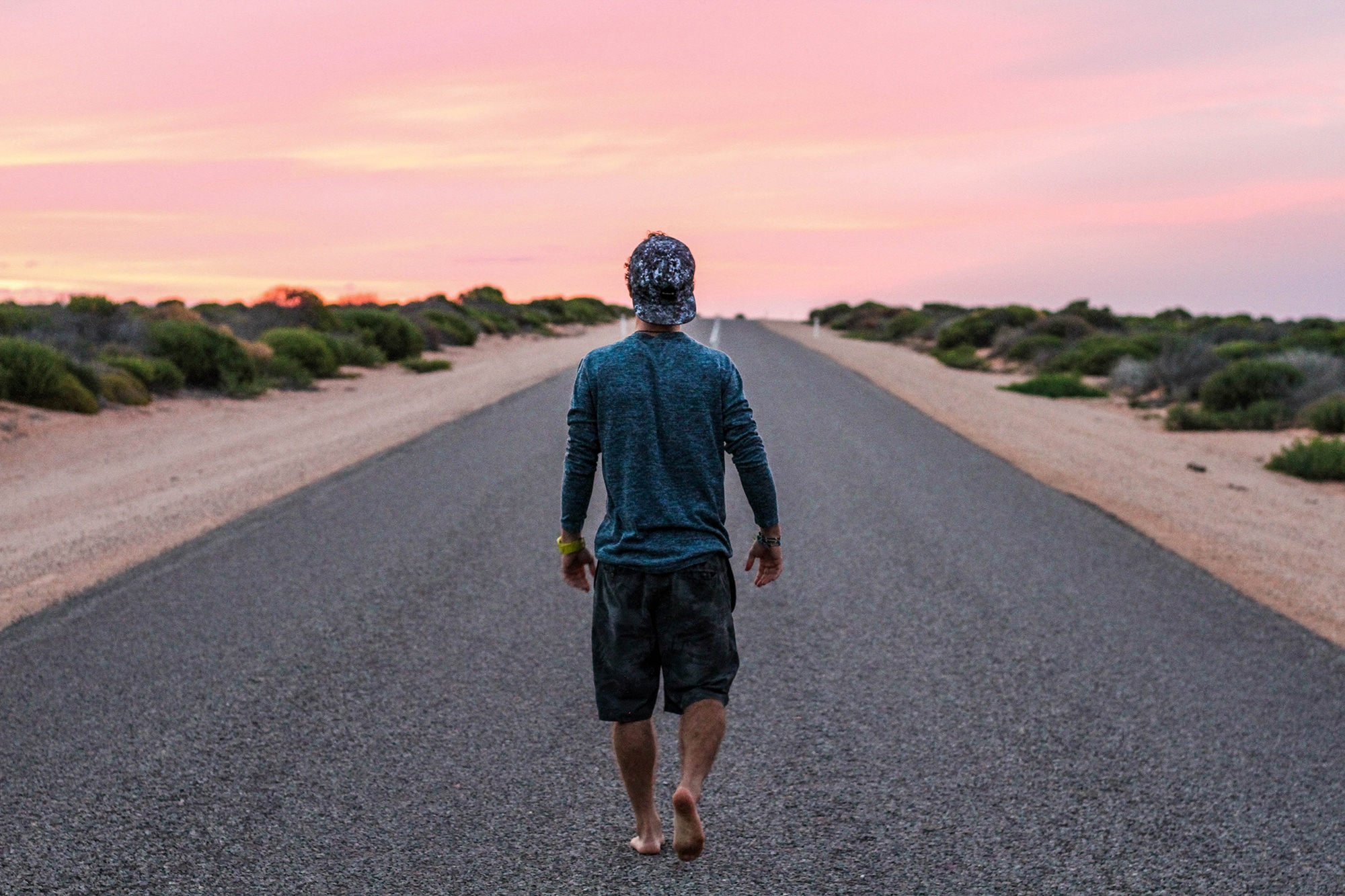 running barefoot on road