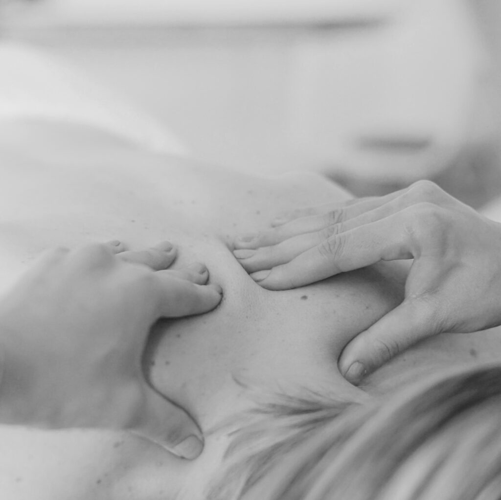 Up close image of woman getting massaged