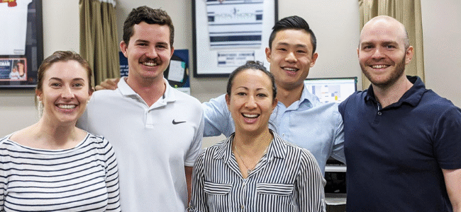 Photo of five members Pivotal Motion team | Featured Image for Exercise physiologists | Landing page